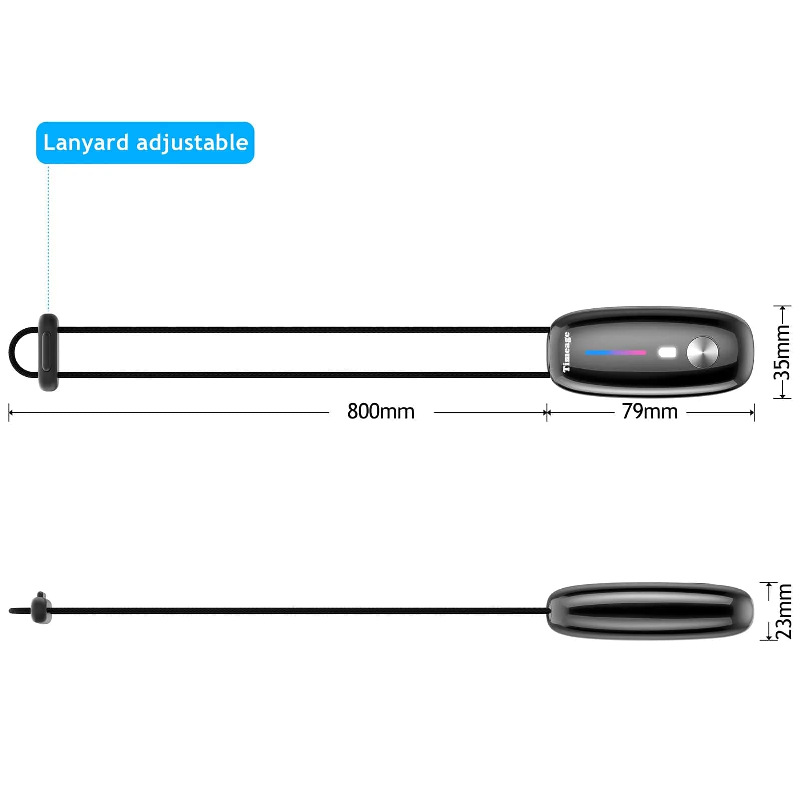 Timeage Black Wearable Personal Air Purifier Necklace | 120 Million Negative Ions - view 8