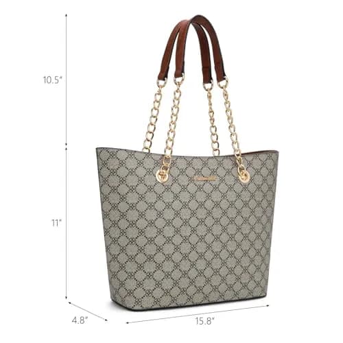 Montana West Tote Bag for Women Chain Top-handle Satchel Handbags Ladies Purses Shoulder Bags MWC-0391BR Brown Lucky Clover thumbnail 4