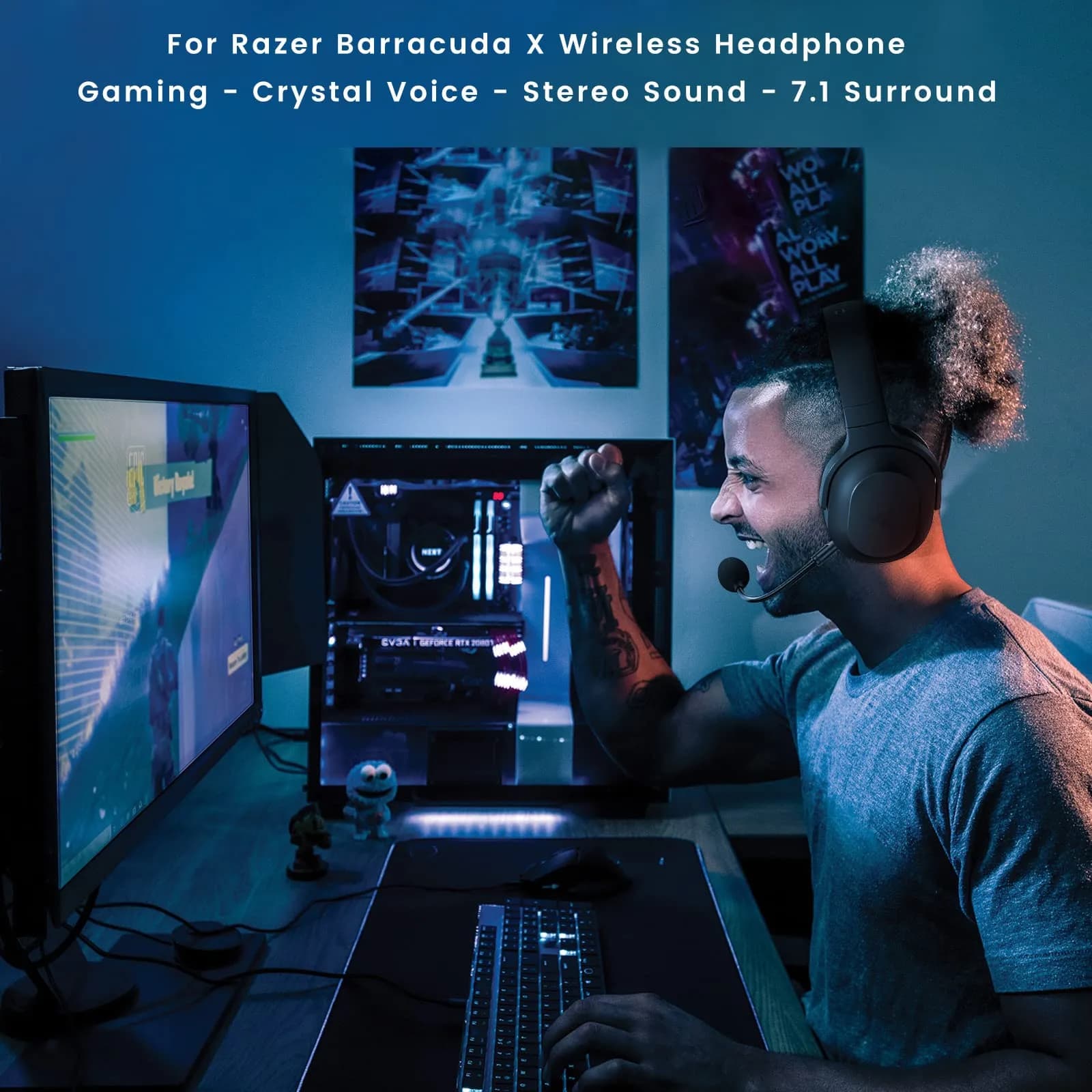 weishan Detachable Boom Microphone for Razer Barracuda X Wireless Gaming Headset | Noise Cancelling USB Mic - view 4