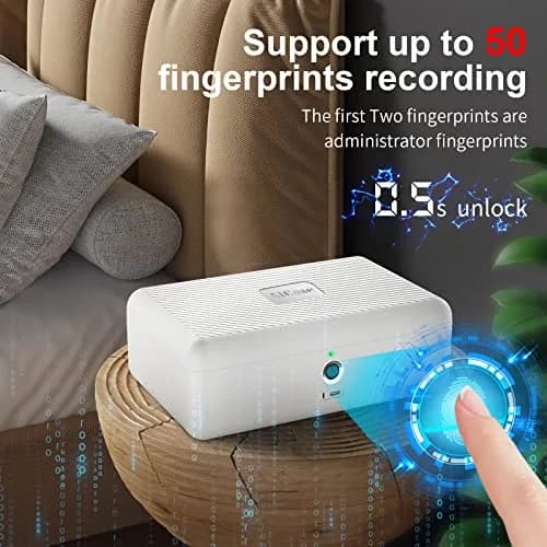 AICase Biometric Fingerprint Storage Box 22.99cm (9") | Quick Access Security for Valuables thumbnail 2