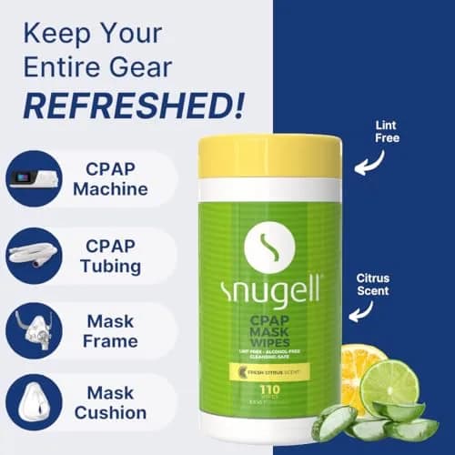 Snugell Citrus Scented CPAP Mask Wipes 110 Count | Alcohol-Free, Lint-Free Cotton for CPAP Equipment thumbnail 4