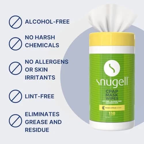 Snugell Citrus Scented CPAP Mask Wipes 110 Count | Alcohol-Free, Lint-Free Cotton for CPAP Equipment thumbnail 5