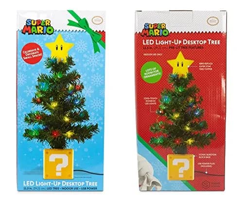 任天堂販売(Nintendo Sales) Super Mario Bros. Super Star LED Desktop Holiday Tree 30.48cm (12in) | Festive Gaming Decor thumbnail 2