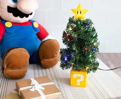 任天堂販売(Nintendo Sales) Super Mario Bros. Super Star LED Desktop Holiday Tree 30.48cm (12in) | Festive Gaming Decor thumbnail 3