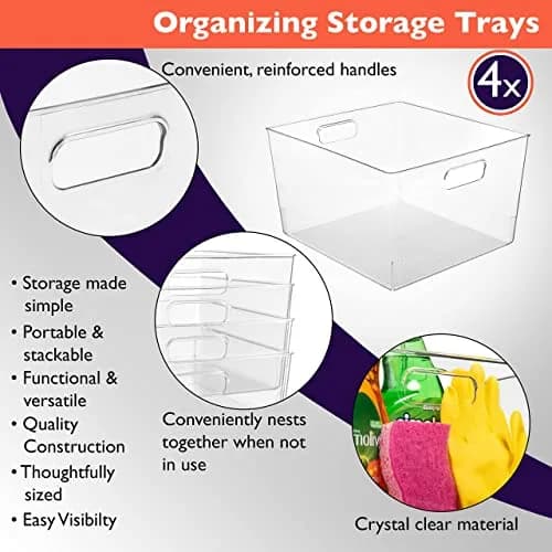 ClearSpace 4 Pack Item Container | Large Kitchen & Pantry Organizer, 12x11x7 inches thumbnail 4