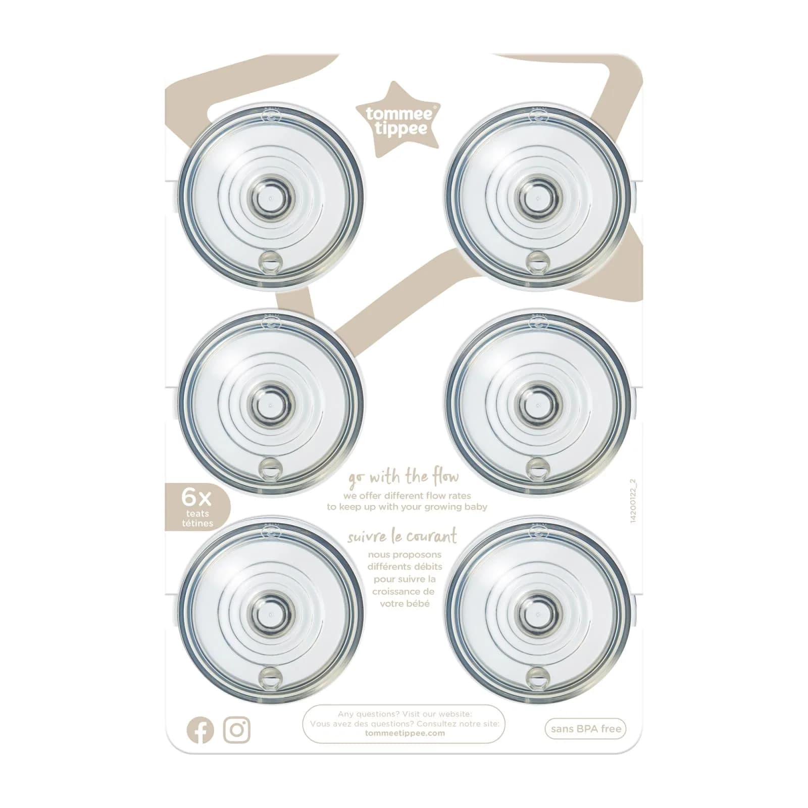 Tommee Tippee Natural Start Bottle Nipples, Slow Flow, 2 Count | Breast-Like for Natural Latch — Fast Flow