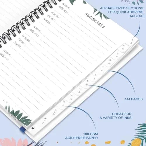 JUBTIC Address and Password Book with Alphabetical Tabs 5.2" x7.7" | Organized Contact & Password Keeper thumbnail 5