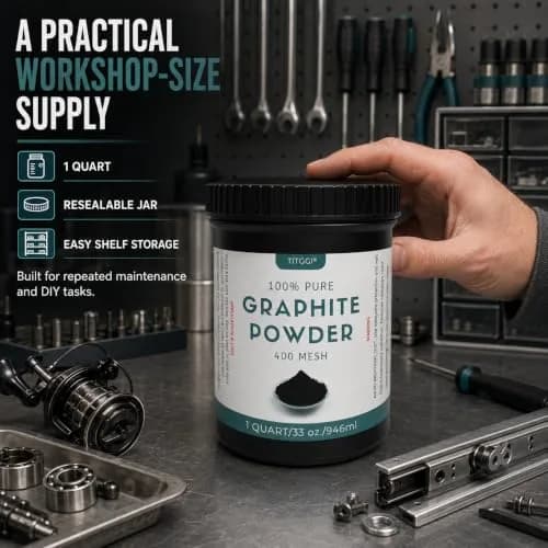 TITGGI Graphite Powder 32 oz (0.91 kg) | Dry Lubrication for Locks, Bearings, and Mechanisms thumbnail 7