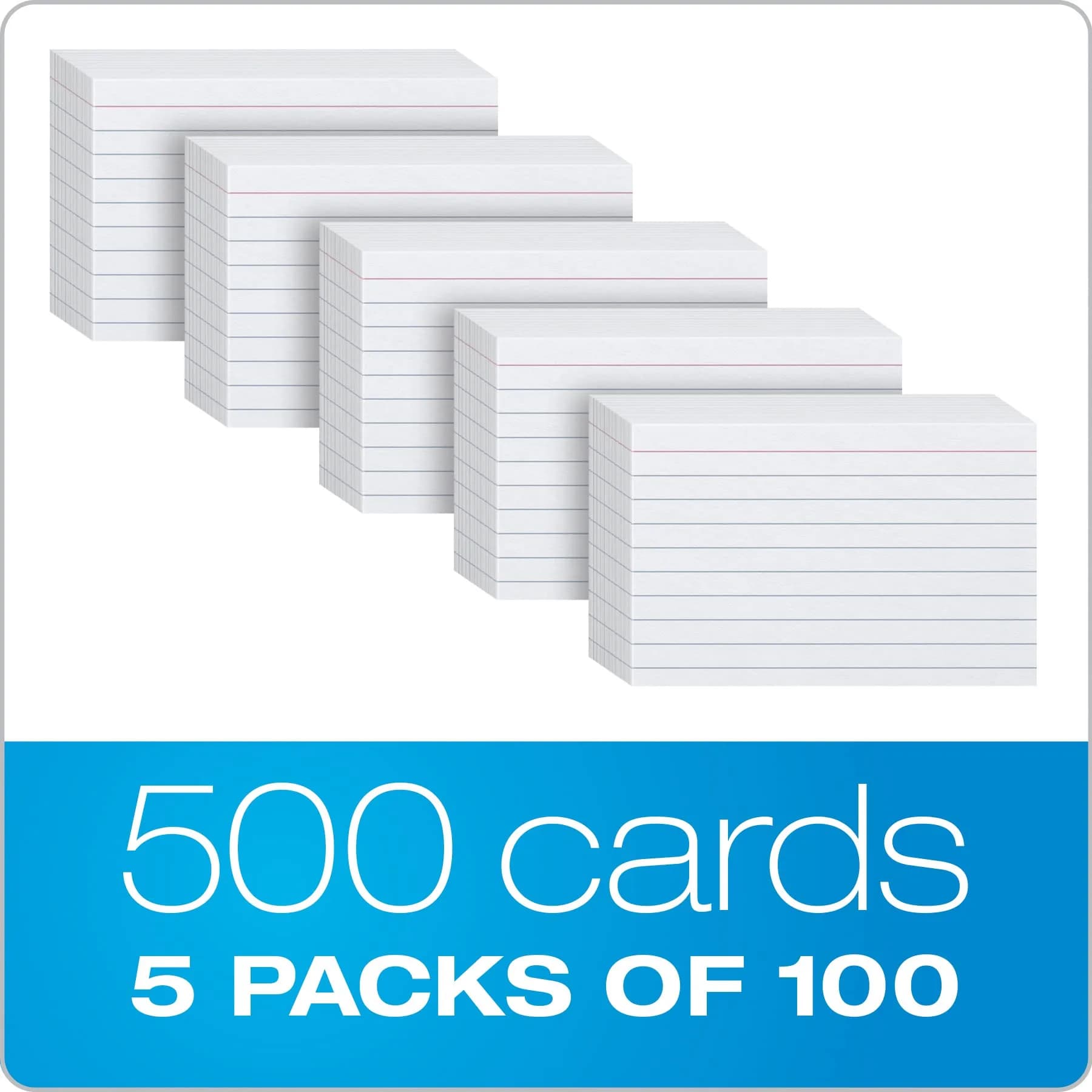 Oxford Ruled Index Cards 3x5 Inches White Lined Front Blank Back 500 Count | Study Cards for School and Studying - view 4