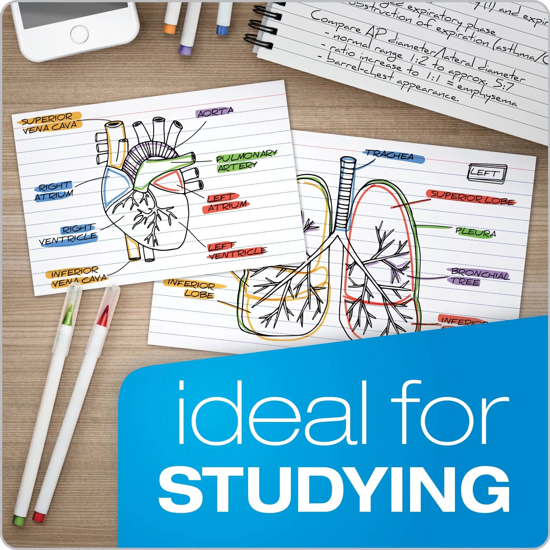 Oxford Ruled Index Cards 3x5 Inches White Lined Front Blank Back 500 Count | Study Cards for School and Studying - view 5