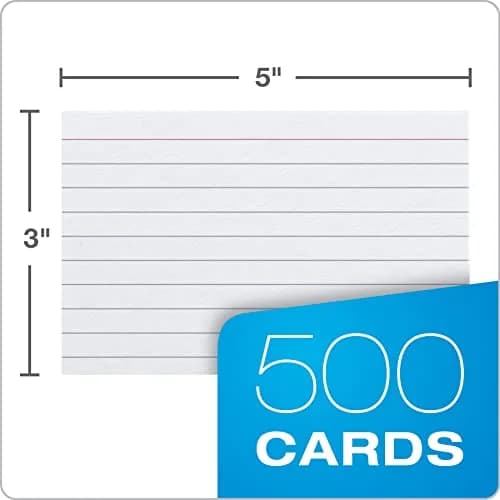 Oxford Index Cards 3 x 5 Inches White Lined on Front Blank on Back 500 Count | Study Tool for Students thumbnail 3