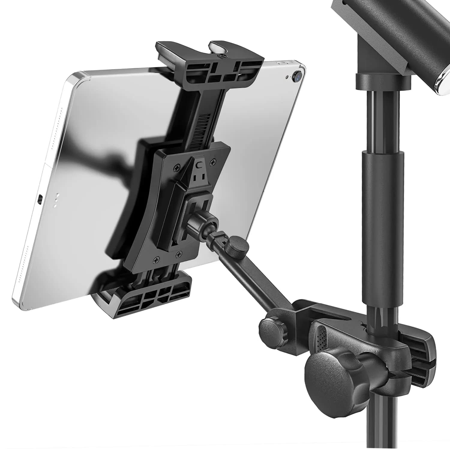 JUBOR Adjustable Tablet Holder for Mic Stand | 10.9 cm - 32.8 cm (4.3" - 12.9") Screen Size - main product image