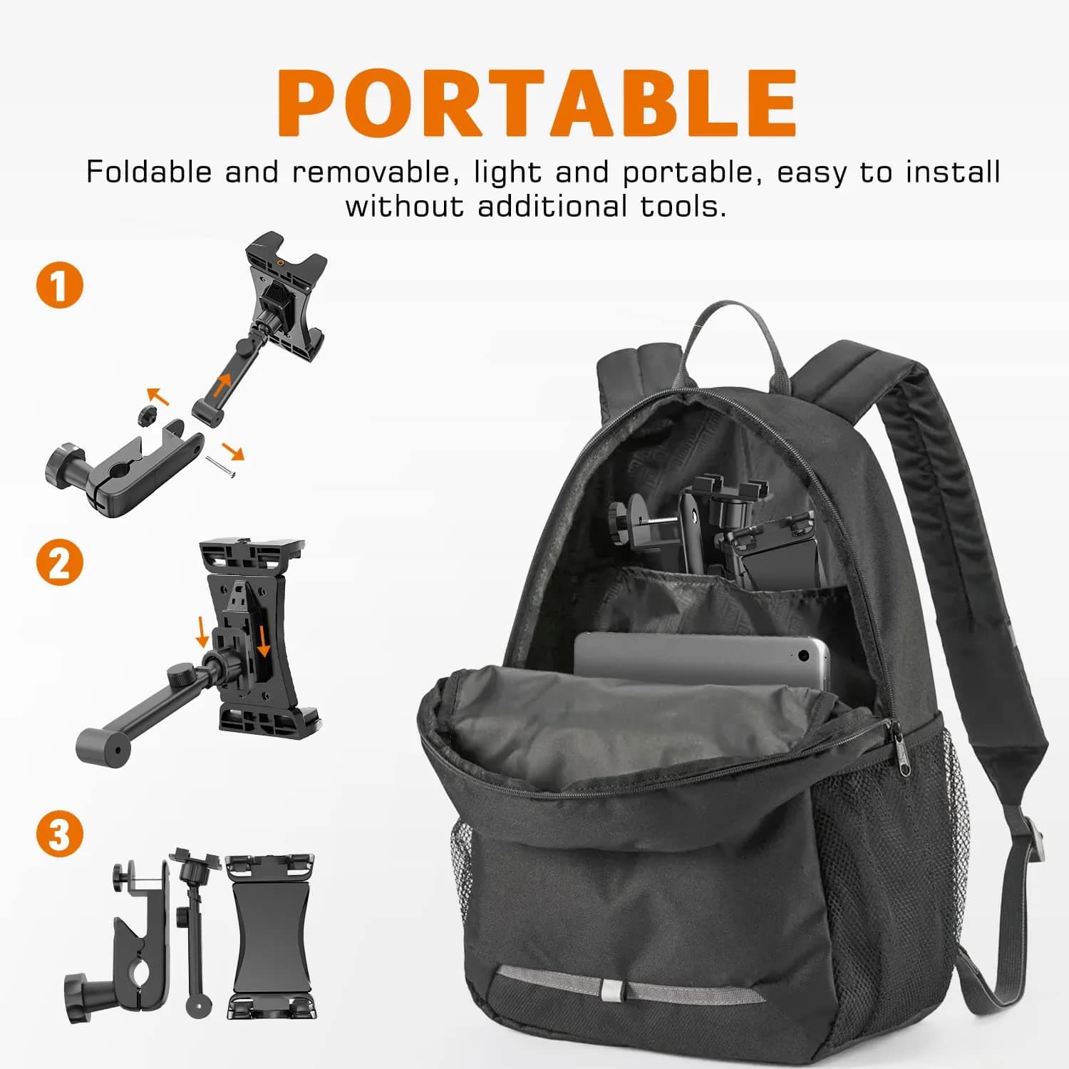 JUBOR Adjustable Tablet Holder for Mic Stand | 10.9 cm - 32.8 cm (4.3" - 12.9") Screen Size - view 7