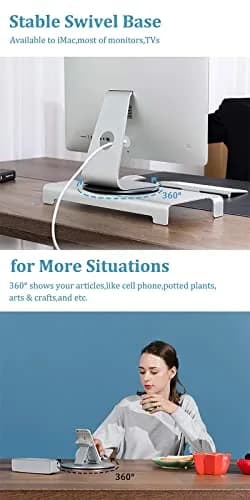 Yoqanr 360° Rotating Monitor Swivel Base Silver Aluminum Alloy 22cm (8.66 inch) | Stable Screen Turntable for Laptops, TVs, and More thumbnail 4