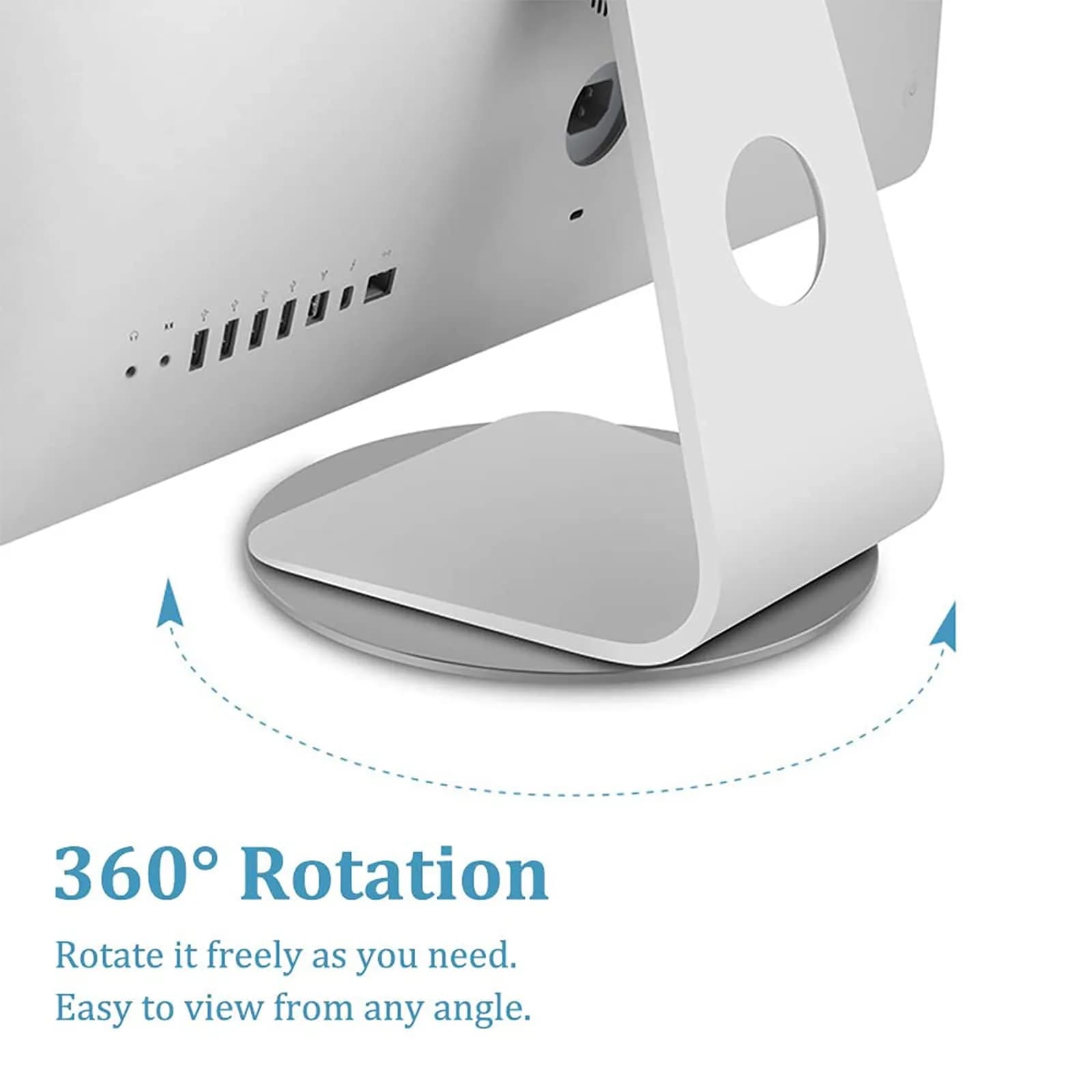 Yoqanr 360° Rotating Monitor Swivel Base Silver Aluminum Alloy 22cm (8.66 inch) | Stable Screen Turntable for Laptops, TVs, and More - view 3