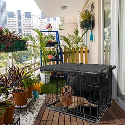 Joroamp Dog Kennel Cover 24"L x 18"W x 19"H Black | Waterproof 600D Oxford Fabric for Wire Crates with 1-3 Doors thumbnail 6