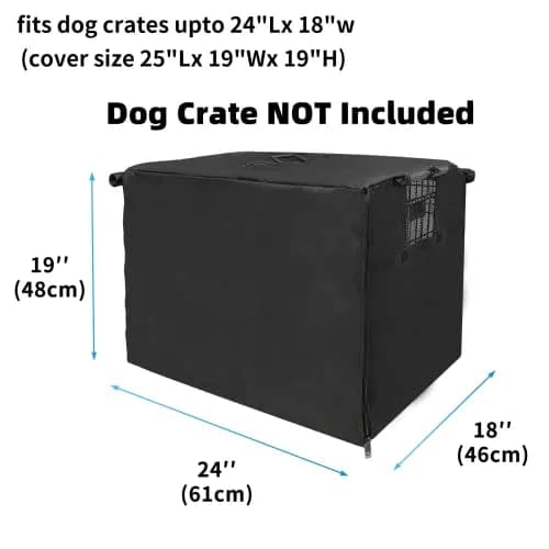 Joroamp Dog Kennel Cover 24"L x 18"W x 19"H Black | Waterproof 600D Oxford Fabric for Wire Crates with 1-3 Doors thumbnail 2