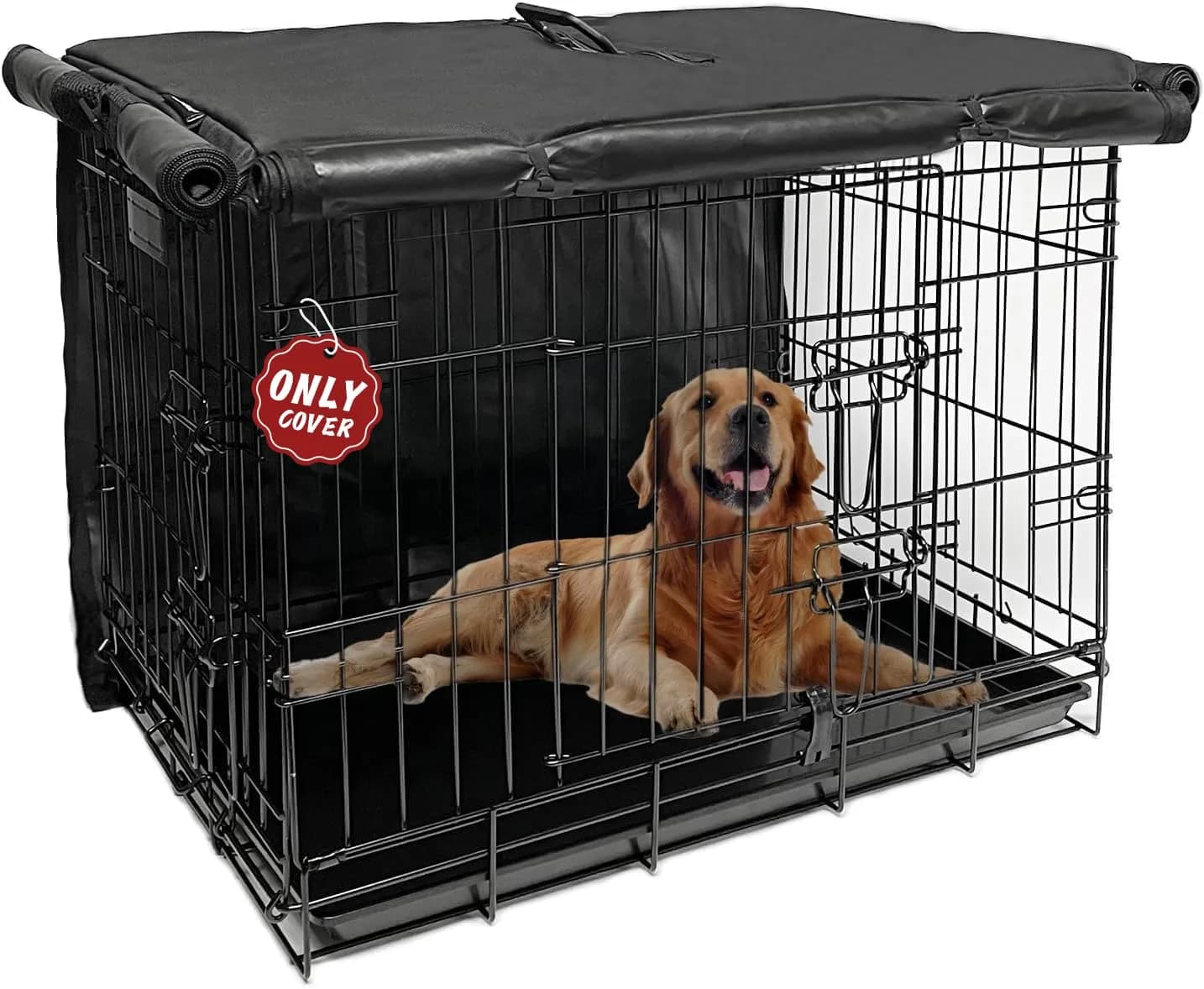 Joroamp 30 Inch Dog Kennel Cover 76.2cm (30"L x 19"W x 21"H) | Waterproof 600D Oxford with 1-3 Doors — Black Cover(only Cover)
