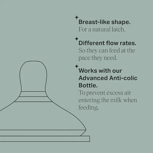 Tommee Tippee Advanced Anti-Colic Bottle Nipples Medium Flow 6 Count (Pack of 1) | Breast-Like Silicone for Natural Latch thumbnail 4