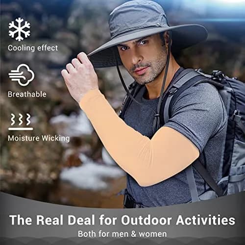 Rescoto UPF 50+ Cooling Arm Sleeves (2 Pairs, Black & Beige) | Protects Skin from Harmful UV Rays thumbnail 4