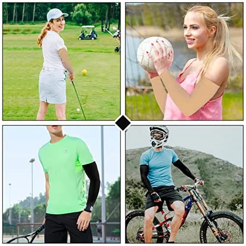 Rescoto UPF 50+ Cooling Arm Sleeves (2 Pairs, Black & Beige) | Protects Skin from Harmful UV Rays thumbnail 6