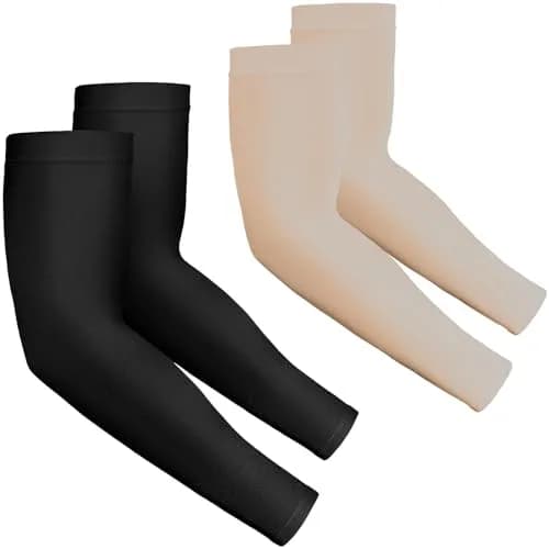 Rescoto UPF 50+ Cooling Arm Sleeves (2 Pairs, Black & Beige) | Protects Skin from Harmful UV Rays thumbnail 1