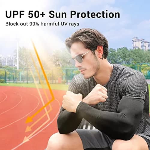 Rescoto UPF 50+ Cooling Arm Sleeves (2 Pairs, Black & Beige) | Protects Skin from Harmful UV Rays thumbnail 2