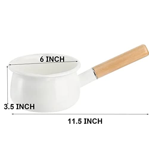 Jucoan 1 Quart Enamel Milk Pan with Dual Pour Spouts | Small Enamel on Steel Saucepan for Heating & Boiling thumbnail 6