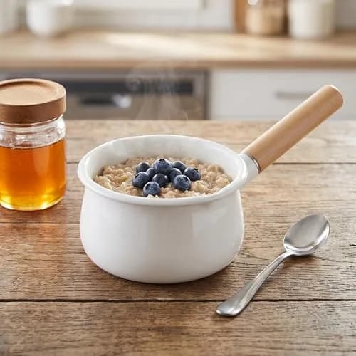 Jucoan 1 Quart Enamel Milk Pan with Dual Pour Spouts | Small Enamel on Steel Saucepan for Heating & Boiling thumbnail 8