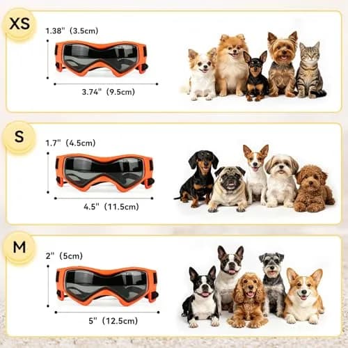 PETLESO Dog Goggles for Small to Medium Breed, Anti-UV Dog Sunglasses 5" L x 2" W | Sporty Orange Pet Eyewear thumbnail 4