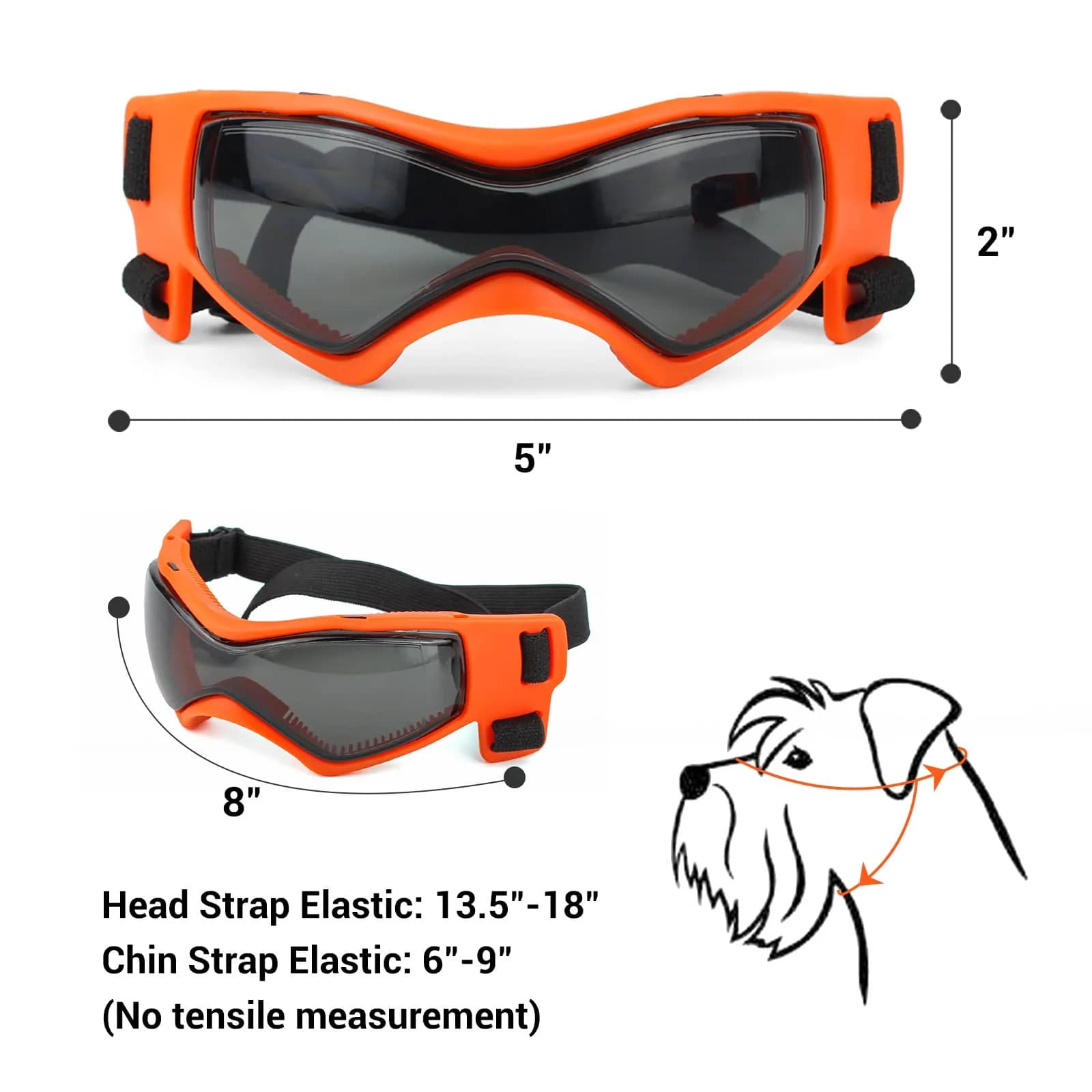 PETLESO Dog Goggles for Small to Medium Breed, Anti-UV Dog Sunglasses 5" L x 2" W | Sporty Orange Pet Eyewear - view 5