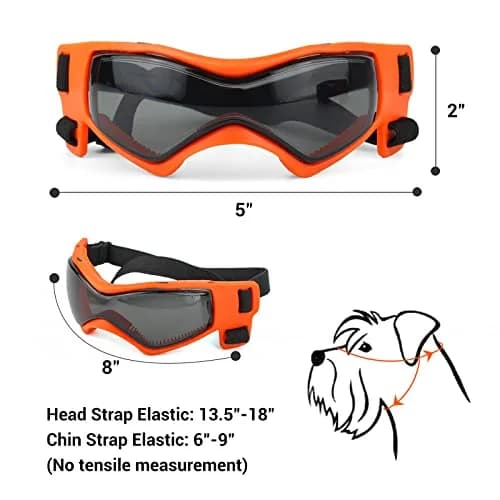 PETLESO Dog Goggles for Small to Medium Breed, Anti-UV Dog Sunglasses 5" L x 2" W | Sporty Orange Pet Eyewear thumbnail 5