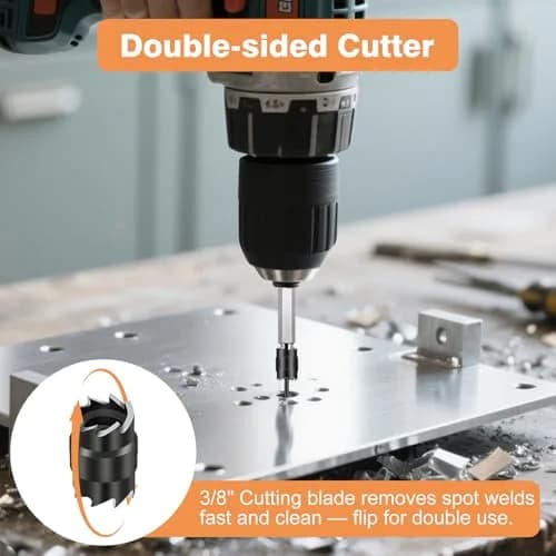 EEEKit Rotary Spot Weld Cutter Set with 10 Extra 3/8" HSS Cutters | Double-Sided Weld Remover for Sheet Metal thumbnail 4