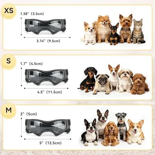 PETLESO Black Dog Goggles for Medium Breeds | UV Protection, Windproof, Adjustable Straps (Size M) thumbnail 4