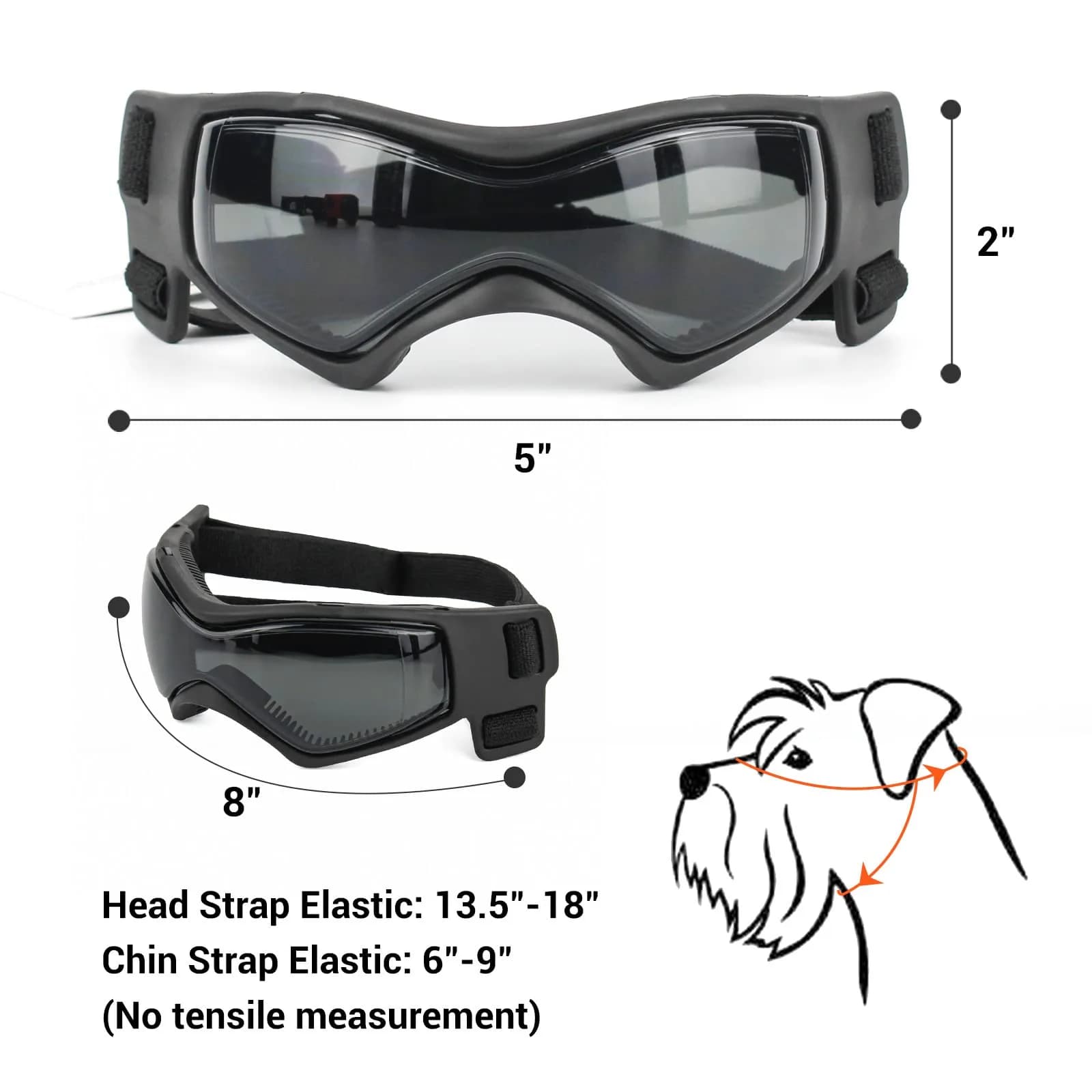 PETLESO Black Dog Goggles for Medium Breeds | UV Protection, Windproof, Adjustable Straps (Size M) - view 5