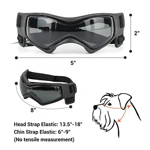 PETLESO Black Dog Goggles for Medium Breeds | UV Protection, Windproof, Adjustable Straps (Size M) thumbnail 5