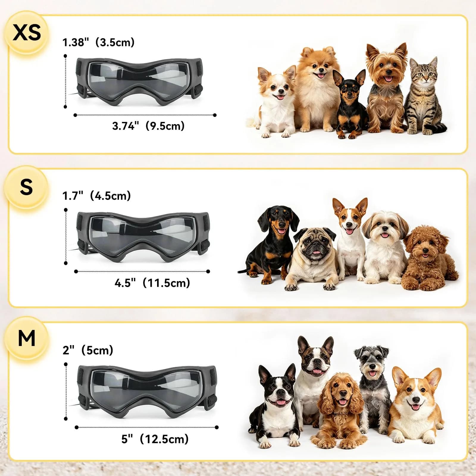 PETLESO Medium Black Dog Goggles - Anti-UV Pet Sunglasses for Small to Medium Breeds - view 4