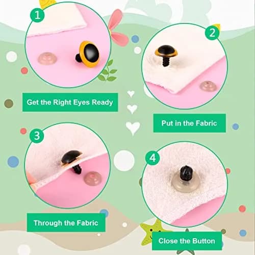 UPINS Large Colored Safety Eyes and Nose with Washers for Amigurumi, 180 Pcs | Crafting Supplies for DIY Dolls thumbnail 4