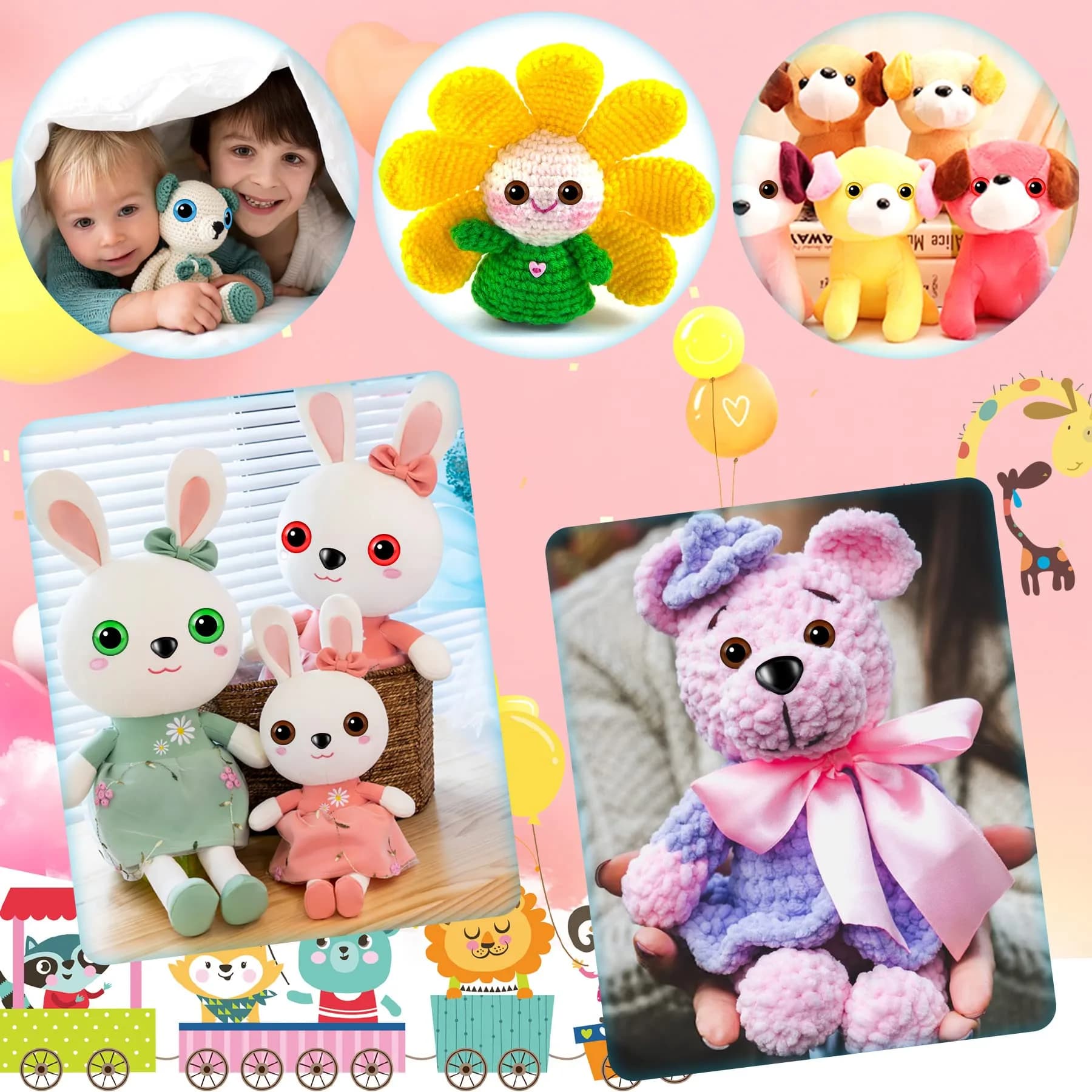 UPINS Large Colored Safety Eyes and Nose with Washers for Amigurumi, 180 Pcs | Crafting Supplies for DIY Dolls - view 6