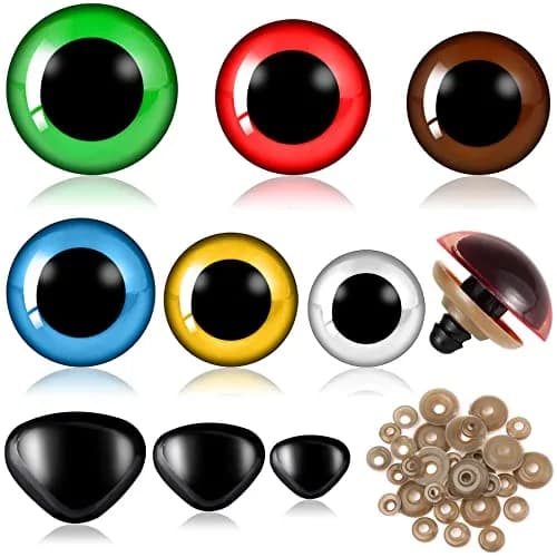 UPINS Large Colored Safety Eyes and Nose with Washers for Amigurumi, 180 Pcs | Crafting Supplies for DIY Dolls thumbnail 1
