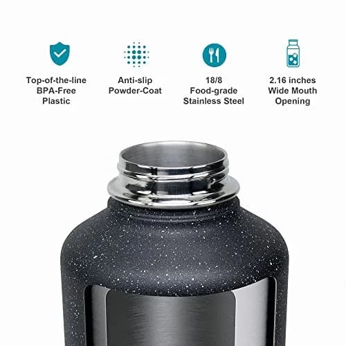 BUZIO 64 oz Insulated Stainless Steel Water Bottle with 3 Lids | Keeps Cold 48 Hrs thumbnail 5