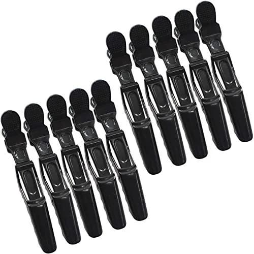 THR3E STROKES Red Square Crocodile Hair Clips Set of 12 | Double-Hinged Styling Clips for All Hair Types thumbnail 1