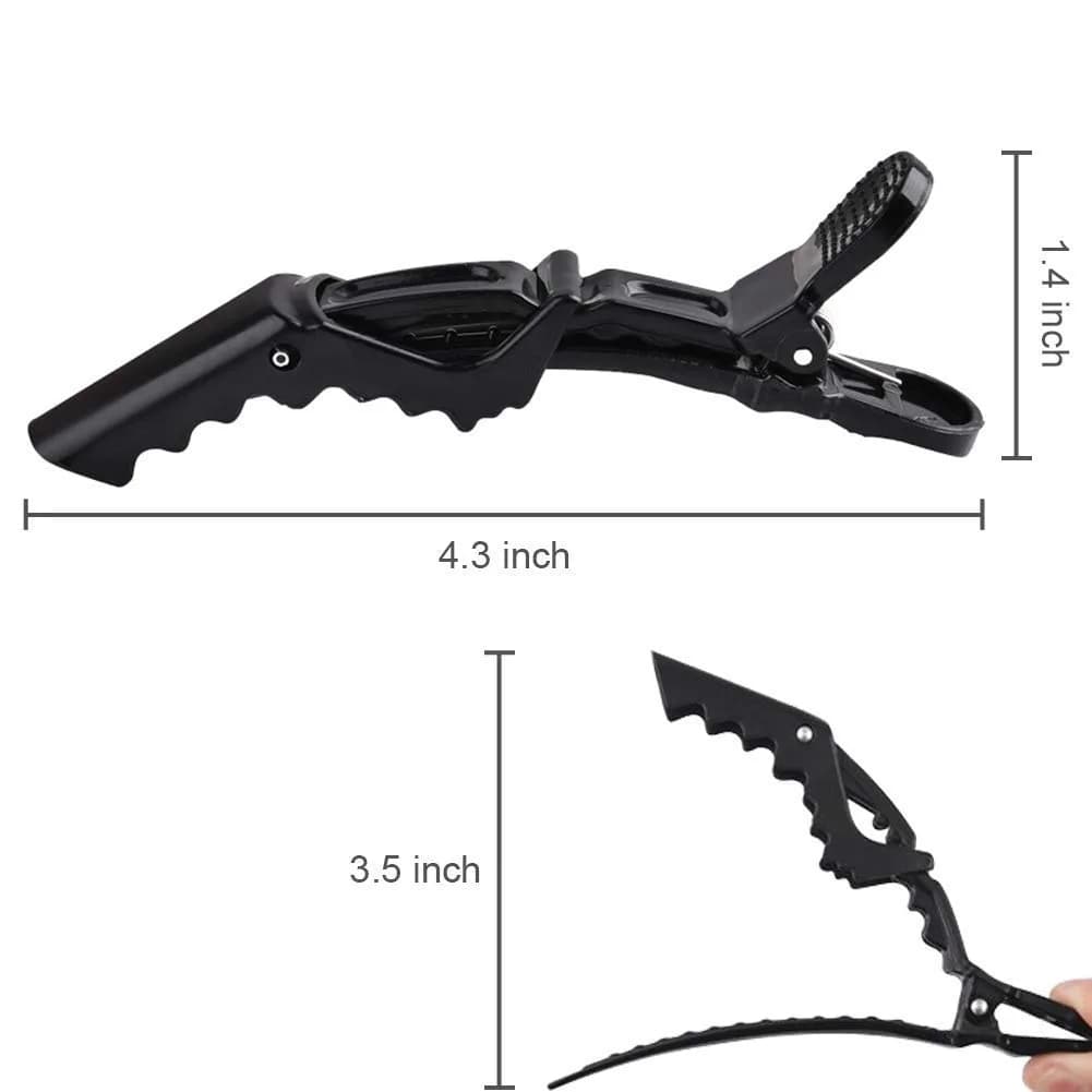 THR3E STROKES Red Square Crocodile Hair Clips Set of 12 | Double-Hinged Styling Clips for All Hair Types - view 8