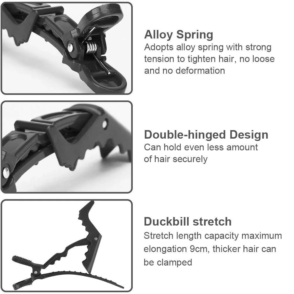 THR3E STROKES Red Square Crocodile Hair Clips Set of 12 | Double-Hinged Styling Clips for All Hair Types - view 4