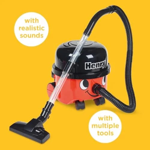 Casdon Henry & Hetty Toys - Henry Vacuum Cleaner - Red Vacuum Cleaning Toy with Real Function & Nozzle Accessories - Kids Cleaning Set - For Children Aged 3+ thumbnail 2