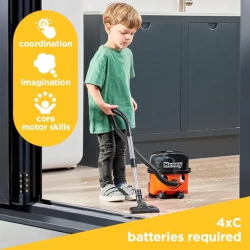 Casdon Henry & Hetty Toys - Henry Vacuum Cleaner - Red Vacuum Cleaning Toy with Real Function & Nozzle Accessories - Kids Cleaning Set - For Children Aged 3+ thumbnail 3