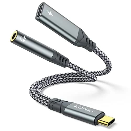 JXMOX USB C to 3.5mm Headphone & Charger Adapter 1-Pack | 60W PD Fast Charging & HiFi Audio - main product image