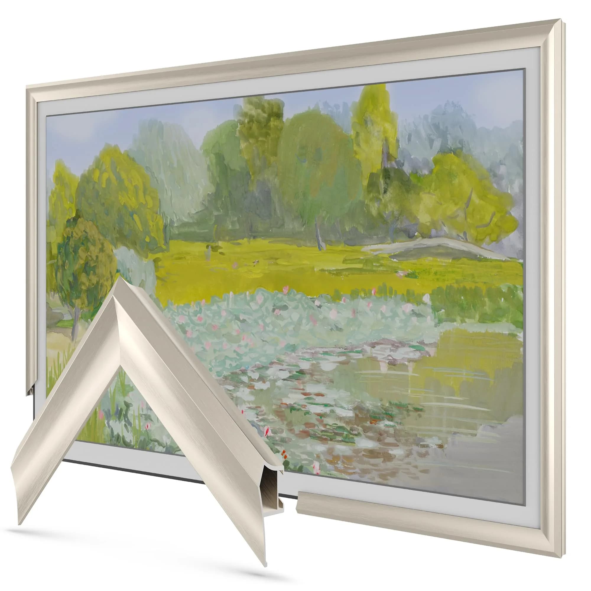 Frame My TV German Silver Prismatic 3" Deco TV Frame for Samsung The Frame/Pro TVs | Aluminum Construction - main product image