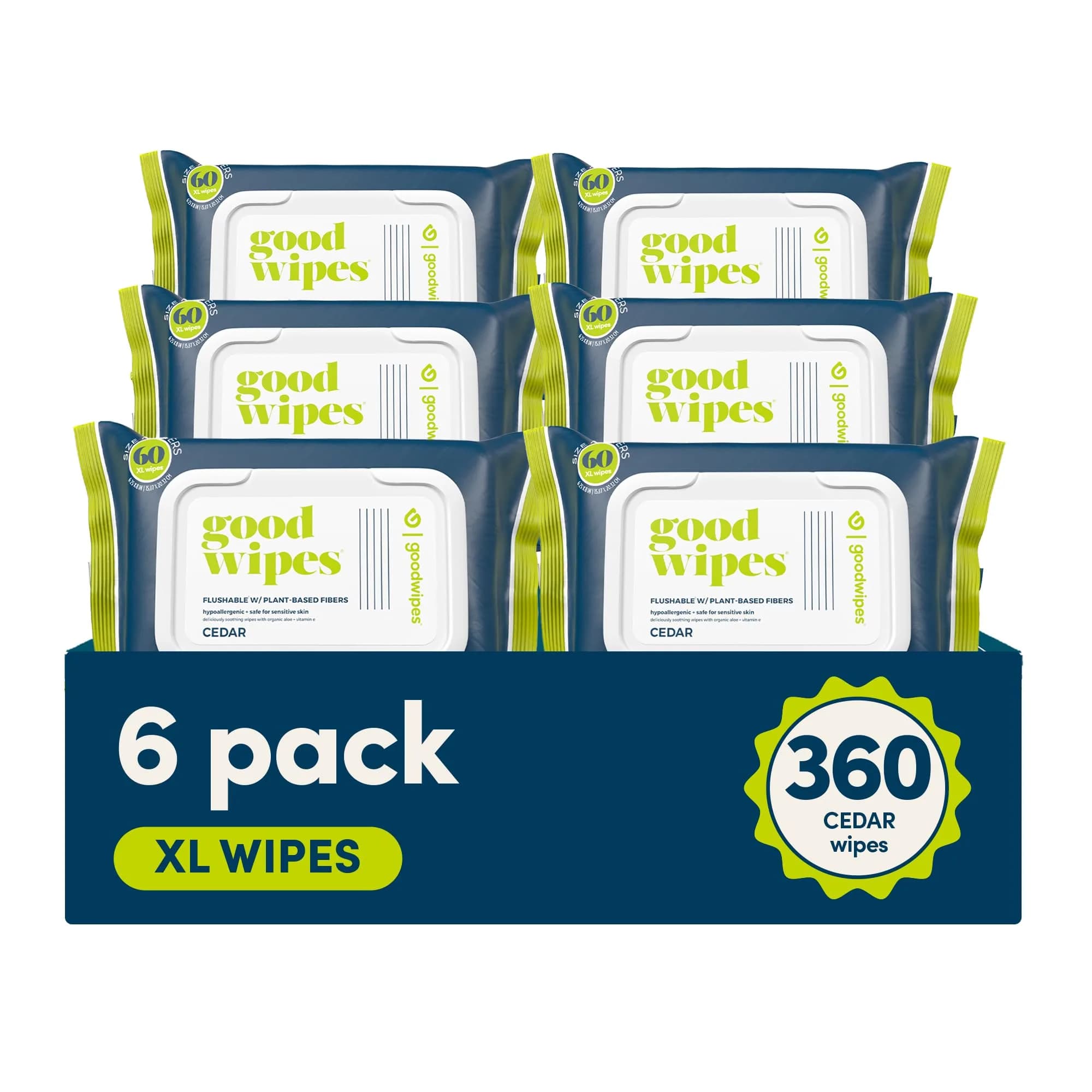 goodwipes Flushable Wipes Botanical Bliss Wet Wipes for Adults, 153 Count | pH Balanced & Extra Large — Cedar