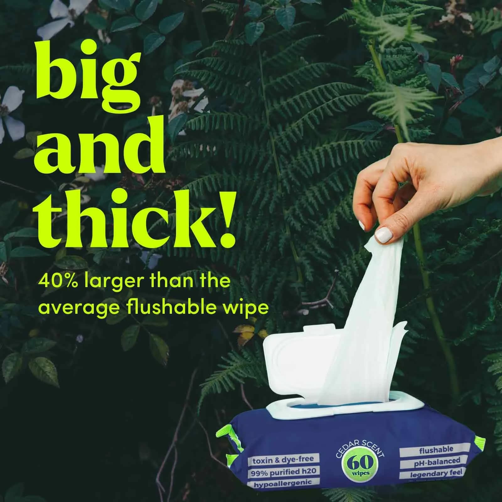 goodwipes Flushable Wipes 360 Count (Pack of 6) Cedar | Septic Safe & Biodegradable - view 3